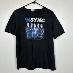 Delta Soft Unisex Adult Nsync 90s Boy Band Print Crewneck Black T-Shirt Large